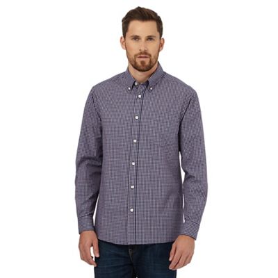 Maine New England Big and tall blue checked print regular fit shirt